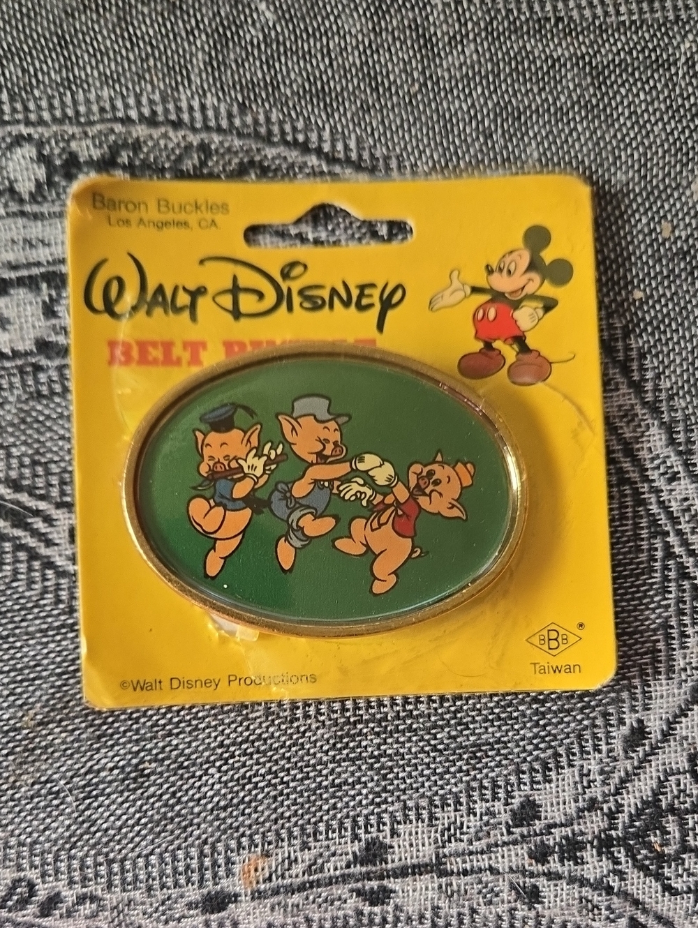 Disney, Vintage, Midcentury; Child's Belt Buckle, Three Little Pigs